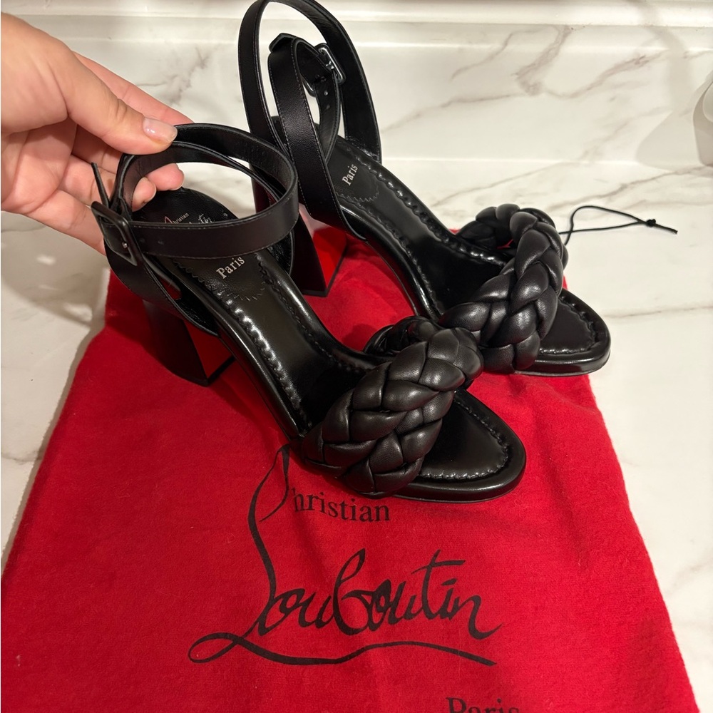 Christian Louboutin Black Braided Heels